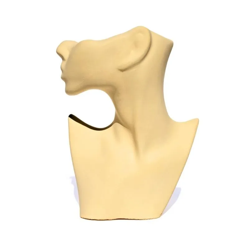 Vaso Decorativo Perfil Rosto Artesanal Decoração Amarelo