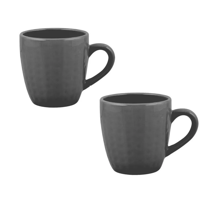 Jogo Caneca Xicara Café Chá 2 Unidades Cerâmica Preto 200 Ml