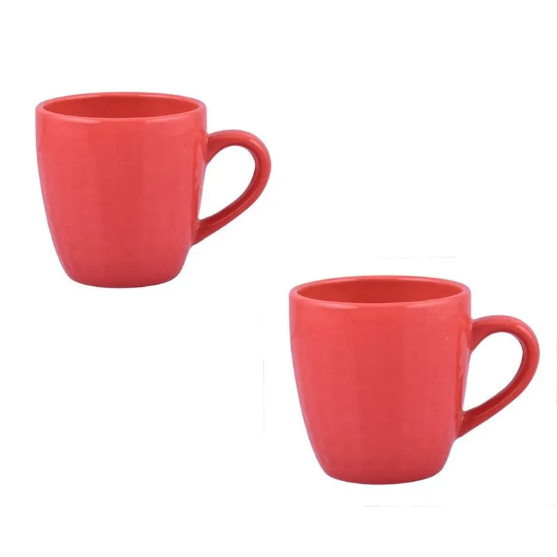 Kit Caneca Xicara Café Chá 6 Unidade Cerâmica Vermelho 200ML