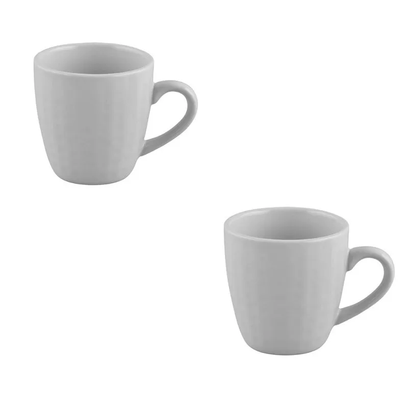 Kit Caneca Xicara Café Chá 6 Unidades Cerâmica Grafite 200Ml