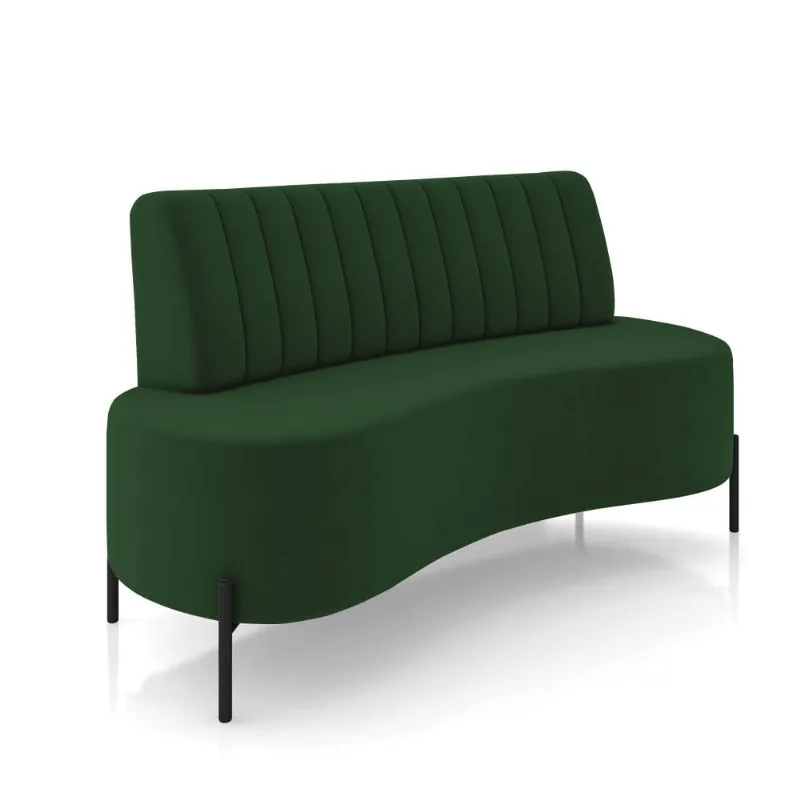 Sofá 2 Lugares Living 160cm Pé Ferro Pto Maraú Veludo Verde K01 - D'Rossi