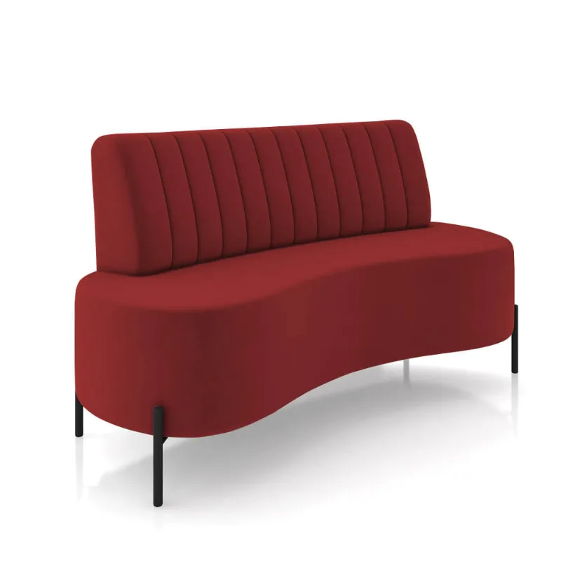 Sofá 2 Lugares Living 160cm Pé Ferro Pto Maraú Veludo Vermelho K01 - D'Rossi