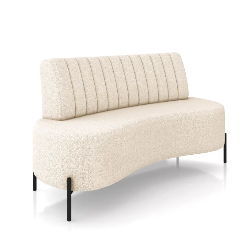Sofá 2 Lugares Living 160cm Pé Ferro Pto Maraú Bouclê Bege K01 - D'Rossi