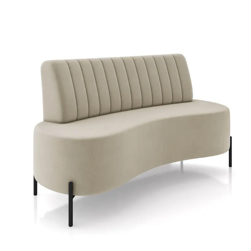 Sofá 2 Lugares Living 135cm Pé Ferro Pto Maraú Veludo Bege K01 - D\'rossi