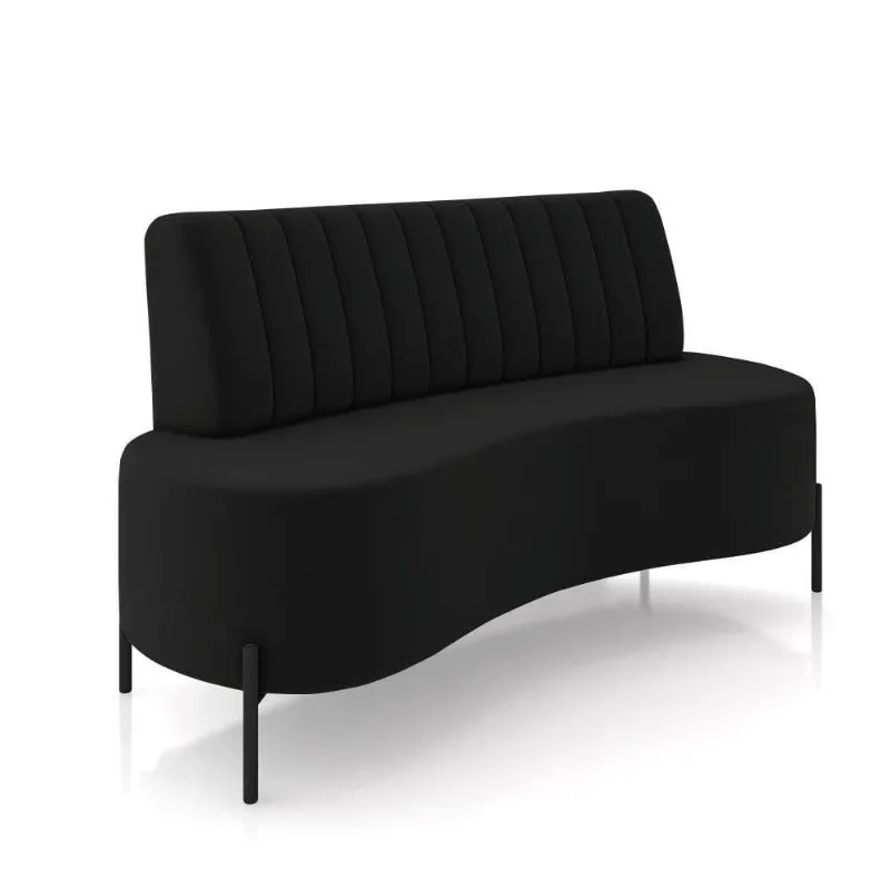 Sofá 2 Lugares Living 135cm Pé Ferro Pto Maraú Veludo Preto K01 - D\'rossi
