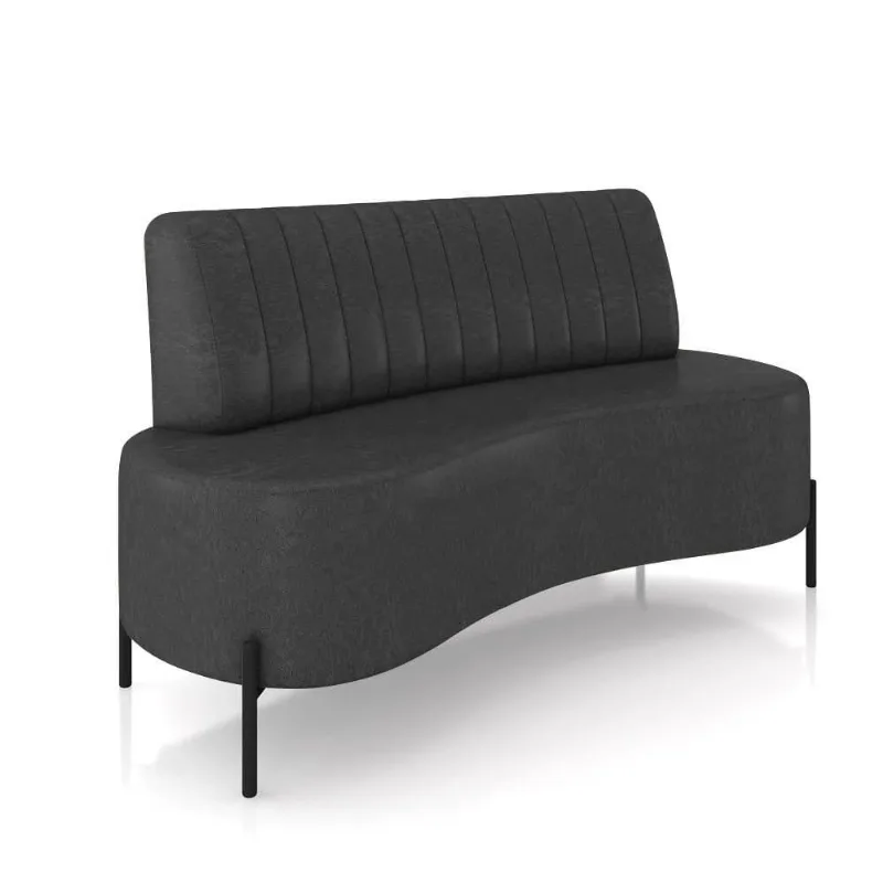 Sofá 2 Lugares Living 135cm Pé Ferro Pto Maraú Sintético Pu Preto K01 - D\'rossi