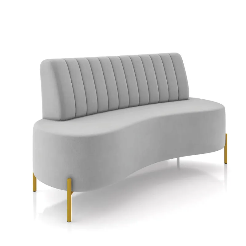 Sofá 2 Lugares Living 160cm Pé Ferro Dourado Maraú Veludo Cinza K01 - D'Rossi