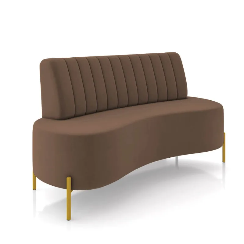Sofá 2 Lugares Living 160cm Pé Ferro Dourado Maraú Veludo Marrom K01 - D'Rossi