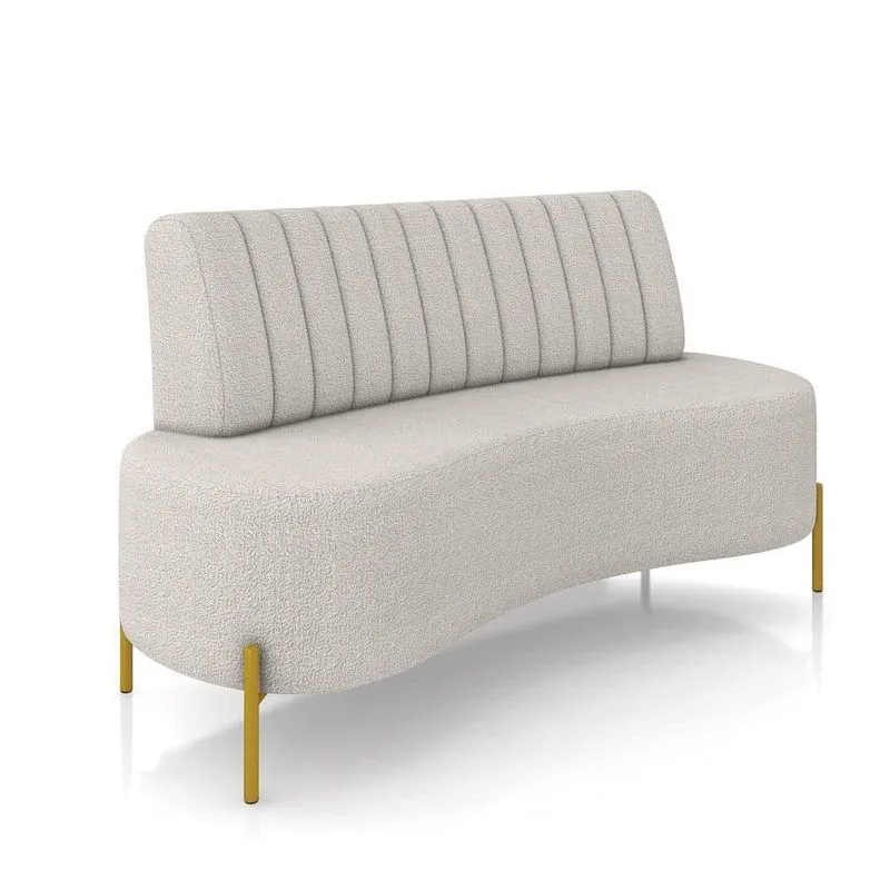 Sofá 2 Lugares Living 135cm Pé Ferro Dourado Maraú Bouclê Cinza C K01 - D\'rossi