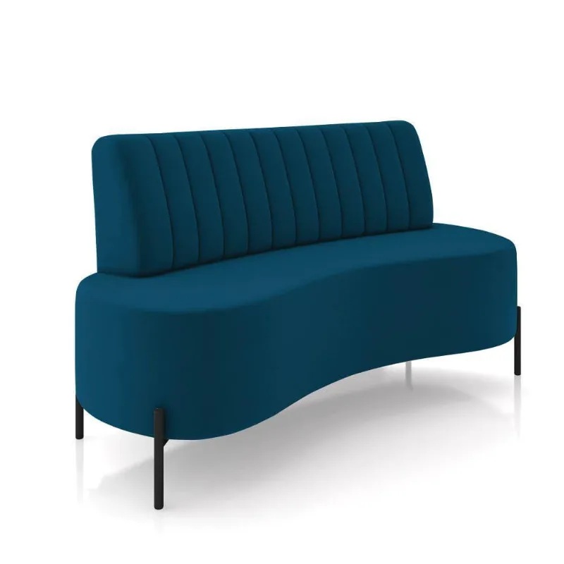 Sofá 2 Lugares Living 160cm Pé Ferro Pto Maraú Veludo K01 - D\'rossi Cor Azul Marinho