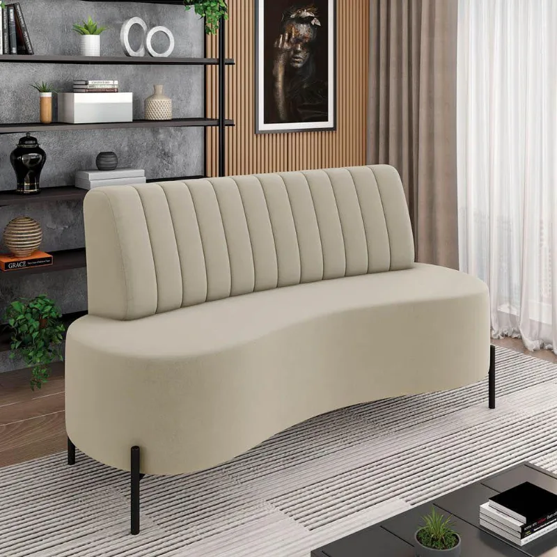 Sofá 2 Lugares Living 160cm Pé Ferro Pto Maraú Veludo K01 - D\'rossi Cor Cinza