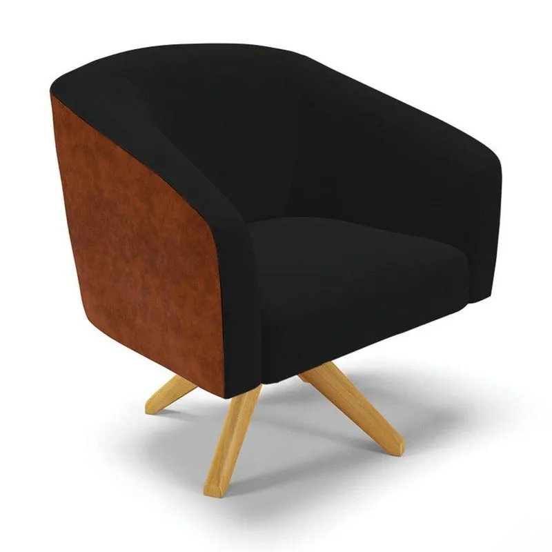 Cadeira Sala De Jantar Giratória Ma30 Stella Noz/linho D03 - D'rossi Cor Preto