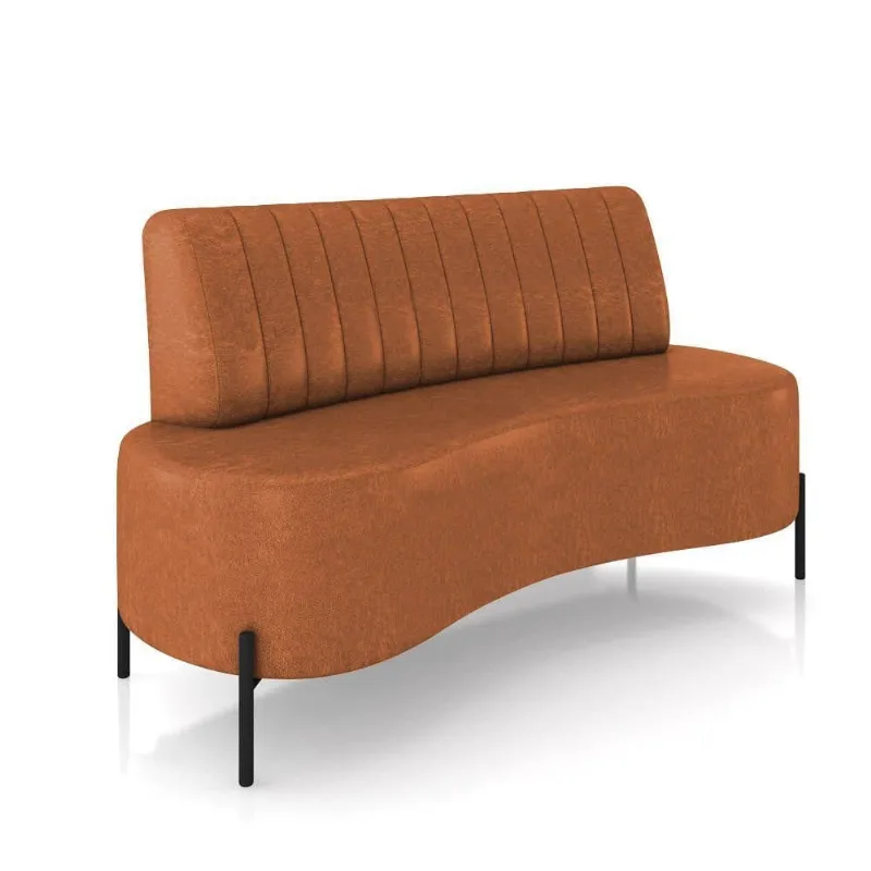 Sofá 2 Lugares Living 135cm Pé Ferro Pto Maraú Sintético Pu K01 - D\'rossi Cor Nozes