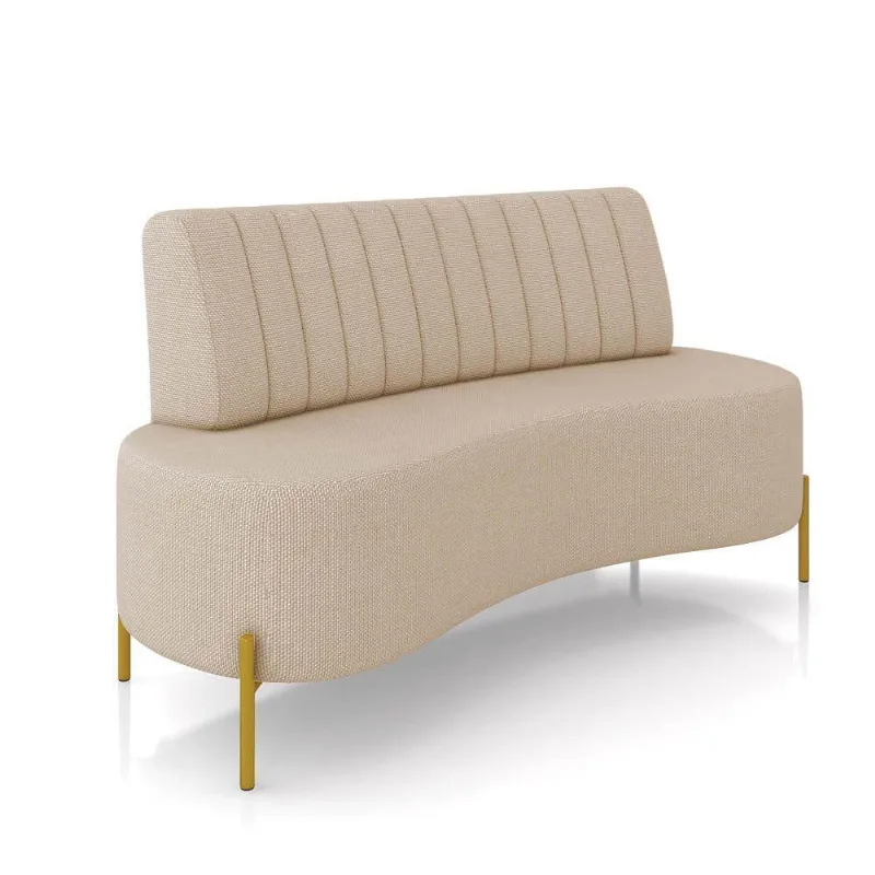 Sofá 2 Lugares Living 160cm Pé Ferro Dourado Maraú Linho K01 - D\'rossi Cor Bege