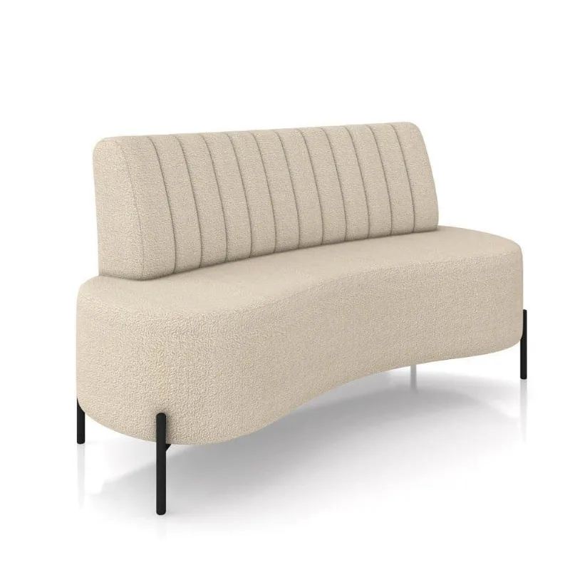 Sofá 2 Lugares Living 160cm Pé Ferro Pto Maraú Bouclê K01 - D\'rossi Cor Creme