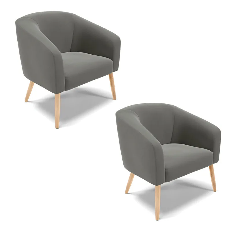 Cadeira Sala de Jantar Pé Palito Natural kit 2 Stella Suede D03 - D'Rossi Grafite