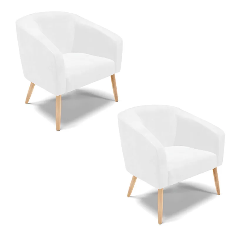 Cadeira Sala de Jantar Pé Palito Natural kit 2 Stella Sintético PU D03 - D'Rossi Branco