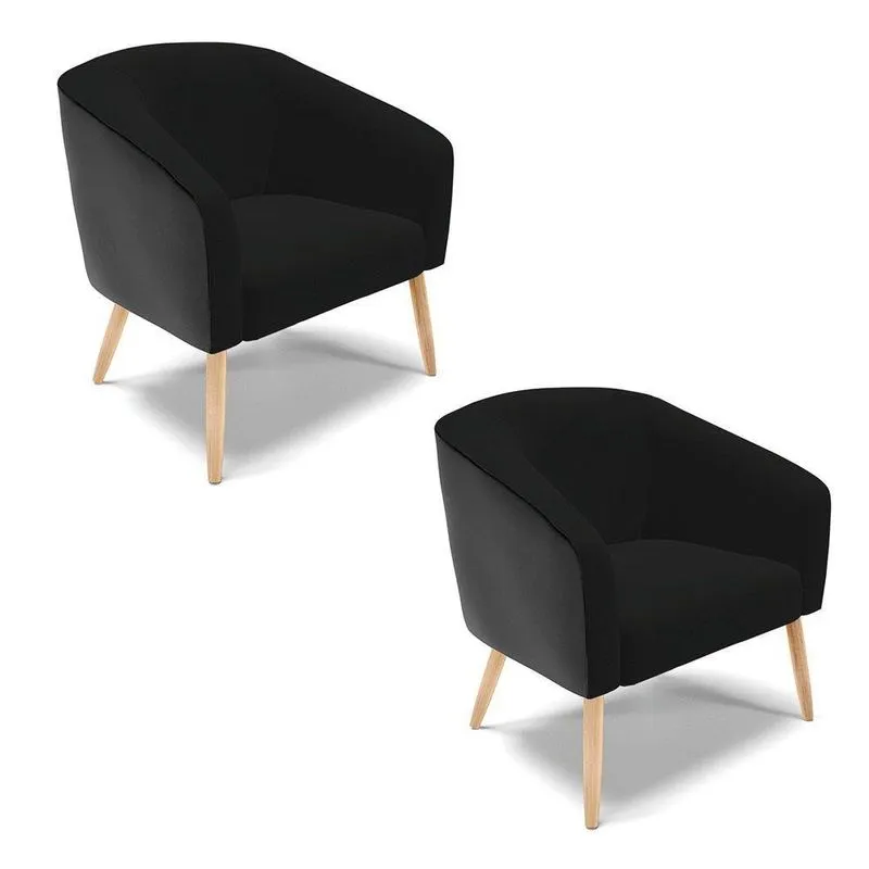 Cadeira Sala De Jantar Pé Palito Natural Kit 2 Stella Noz/linho D03 - D'rossi Cor Preto