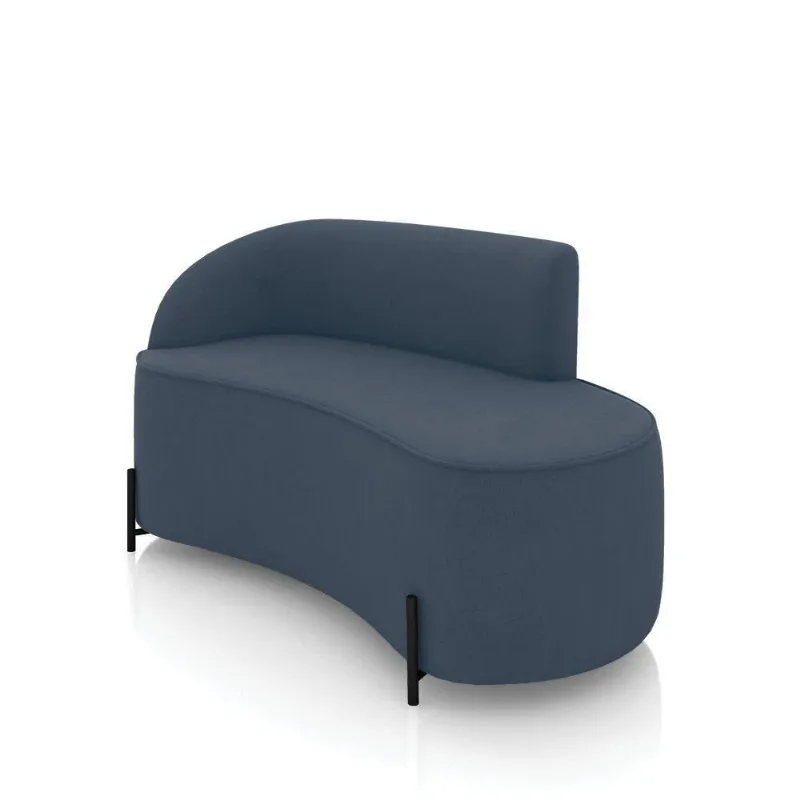 Sofá 2 Lugares Orgânico 140cm Pé Ferro Preto Morgan Suede Azul Mar