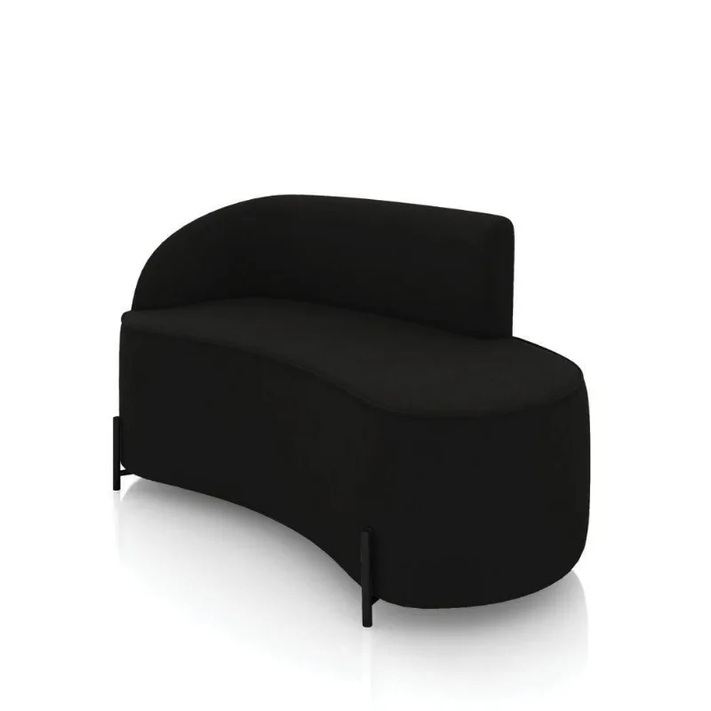 Sofá 2 Lugares Orgânico 140cm Pé Ferro Preto Morgan Suede Preto D03 - D'rossi