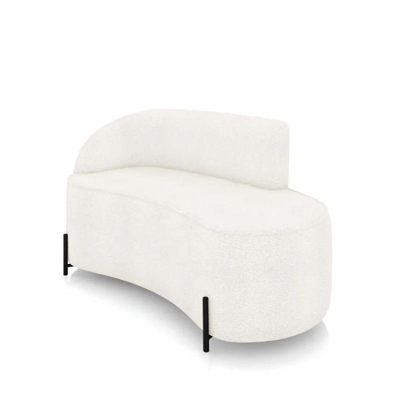 Sofá 2 Lugares Orgânico 140cm Pé Ferro Preto Morgan Bouclê Off White D03 - D'rossi