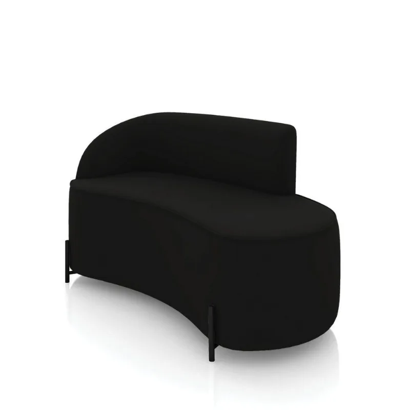 Sofá 2 Lugares Orgânico 140cm Pé Ferro Preto Morgan Veludo Preto D03 - D'rossi