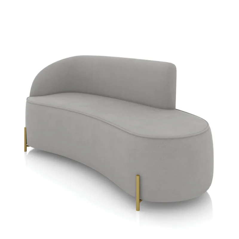 Sofá 3 Lugares Orgânico 180cm Pé Dourado Morgan Suede Cinza D03 - D'Rossi