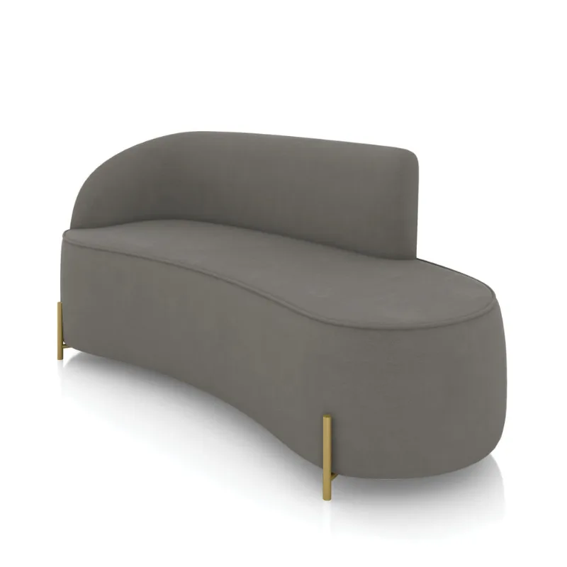 Sofá 3 Lugares Orgânico 180cm Pé Dourado Morgan Suede Grafite D03 - D'Rossi