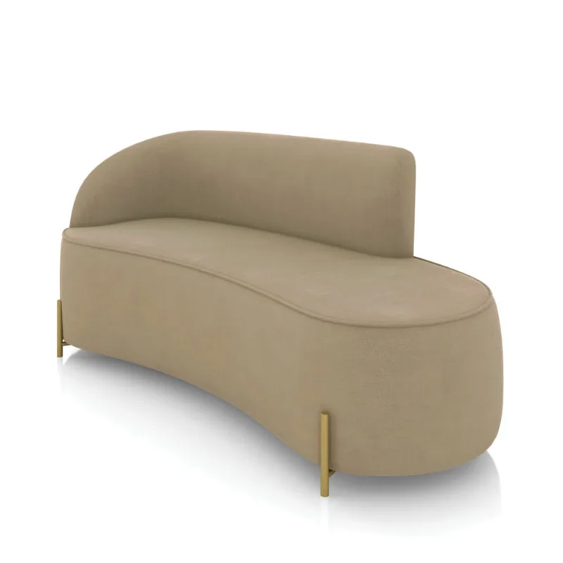 Sofá 3 Lugares Orgânico 180cm Pé Dourado Morgan Suede Marrom R D03 - D'Rossi