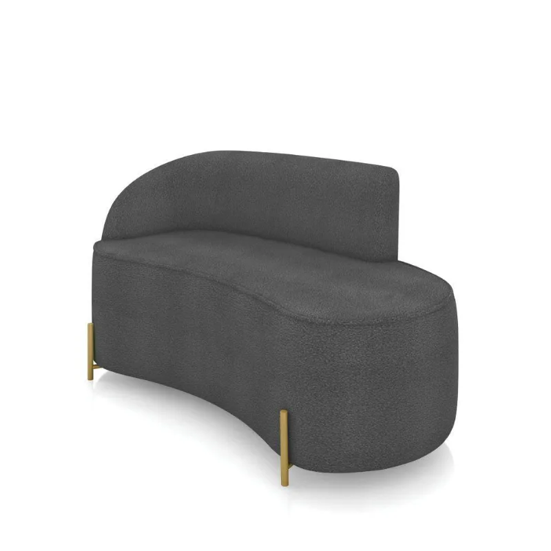 Sofá 2 Lugares Orgânico 140cm Pé Dourado Morgan Bouclê Grafite D03 - D'rossi