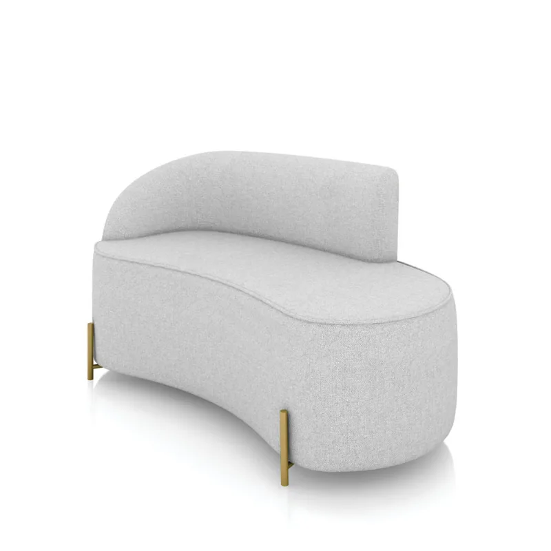 Sofá 2 Lugares Orgânico 140cm Pé Dourado Morgan Linho Cinza D03 - D'Rossi