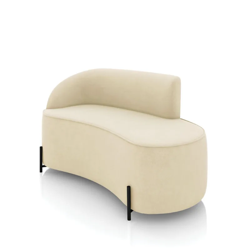 Sofá 2 Lugares Orgânico 140cm Pé Ferro Preto Morgan Suede D03 - D'Rossi Bege