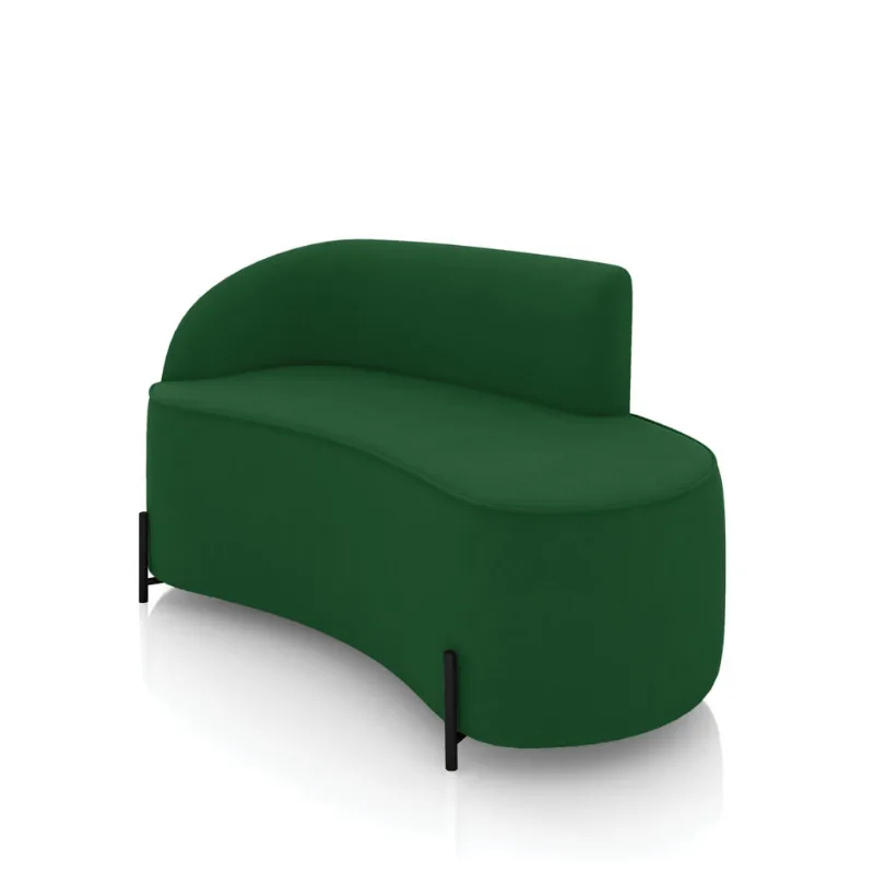 Sofá 2 Lugares Orgânico 140cm Pé Ferro Preto Morgan Suede D03 - D'Rossi Verde