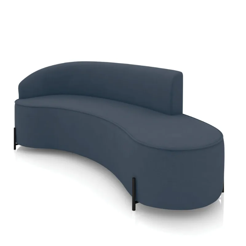 Sofá 4 Lugares Orgânico 220cm Pé Ferro Preto Morgan Suede D03 - D'Rossi Azul Marinho