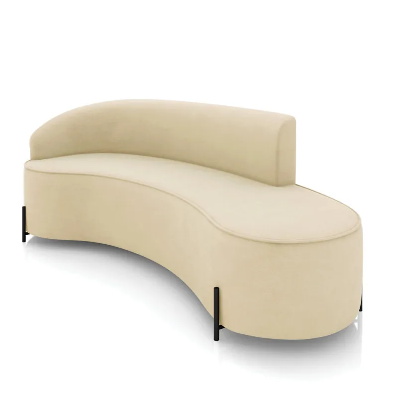 Sofá 4 Lugares Orgânico 220cm Pé Ferro Preto Morgan Suede D03 - D'Rossi Bege