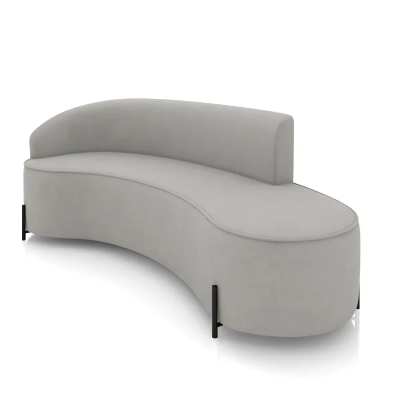 Sofá 4 Lugares Orgânico 220cm Pé Ferro Preto Morgan Suede D03 - D'Rossi Cinza