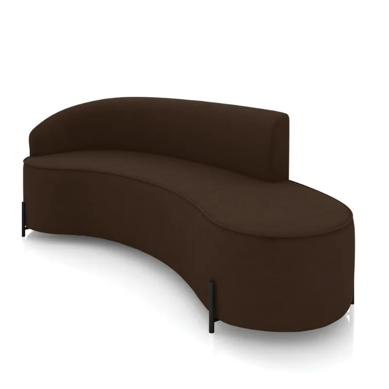 Sofá 4 Lugares Orgânico 220cm Pé Ferro Preto Morgan Suede D03 - D'Rossi Marrom