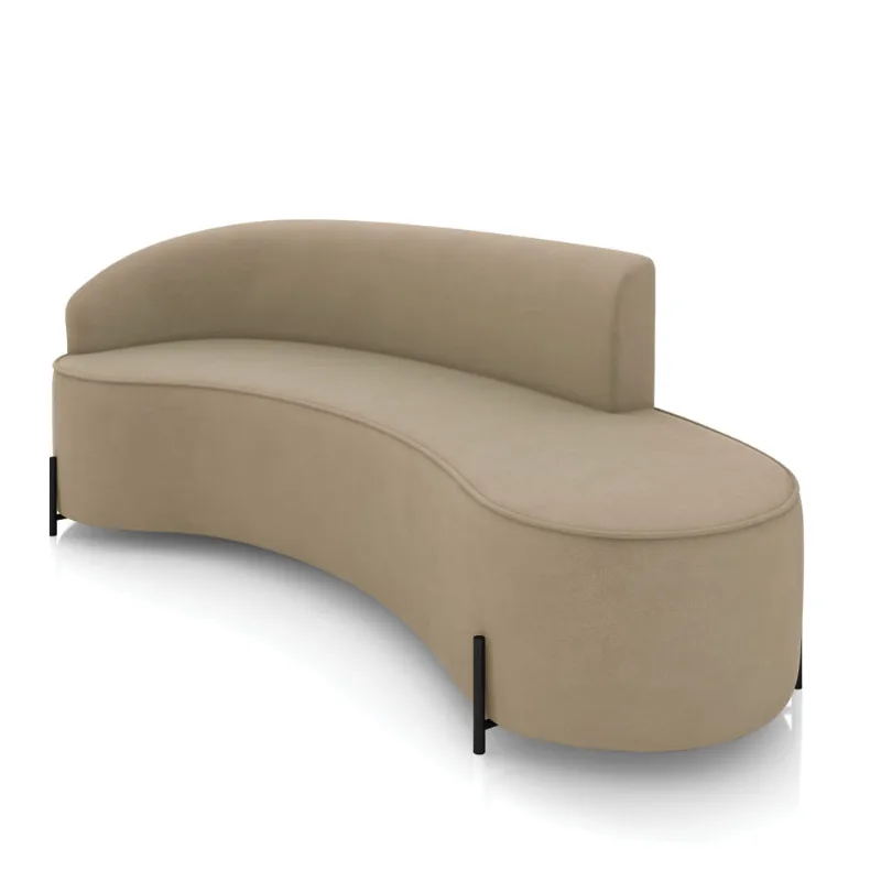 Sofá 4 Lugares Orgânico 220cm Pé Ferro Preto Morgan Suede D03 - D'Rossi Marrom Rato