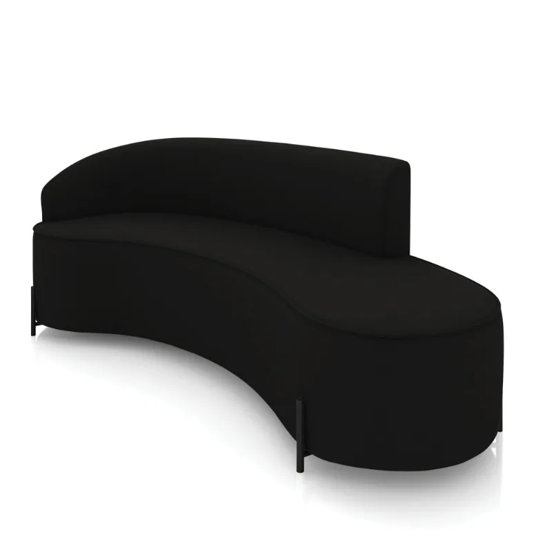 Sofá 4 Lugares Orgânico 220cm Pé Ferro Preto Morgan Suede D03 - D'Rossi Preto