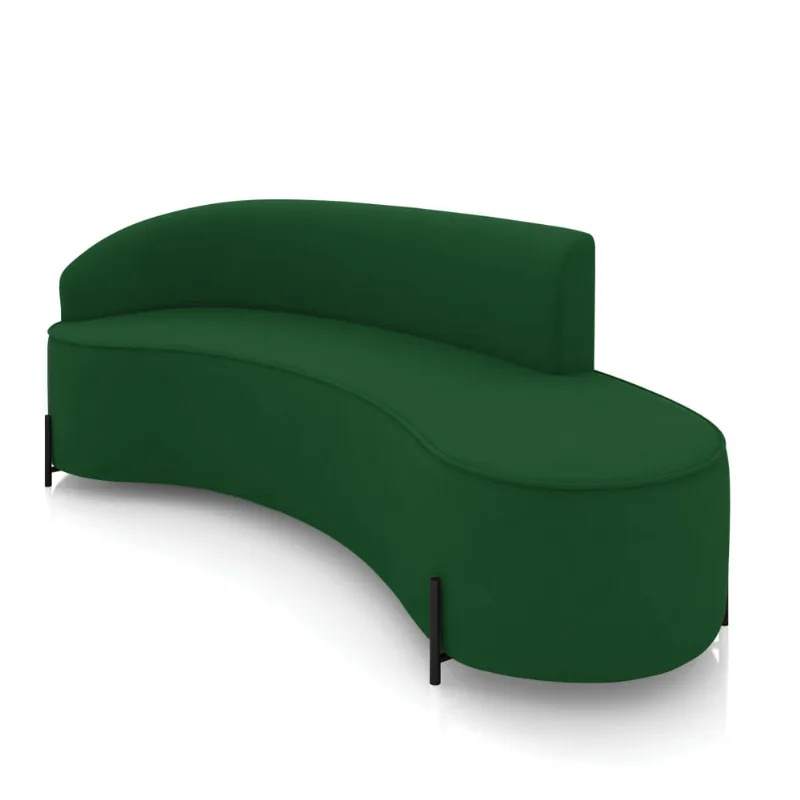 Sofá 4 Lugares Orgânico 220cm Pé Ferro Preto Morgan Suede D03 - D'Rossi Verde