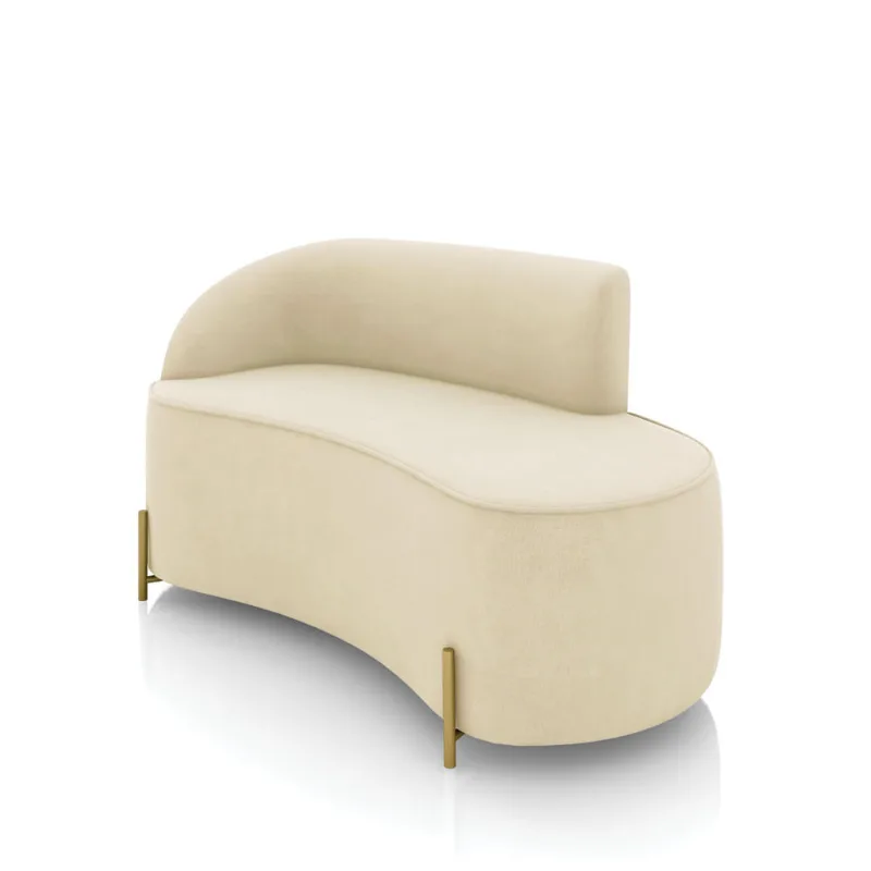 Sofá 2 Lugares Orgânico 140cm Pé Dourado Morgan Suede D03 - D'Rossi Bege