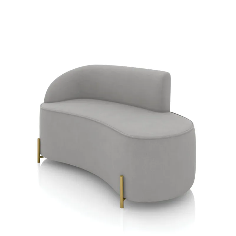 Sofá 2 Lugares Orgânico 140cm Pé Dourado Morgan Suede D03 - D'Rossi Cinza