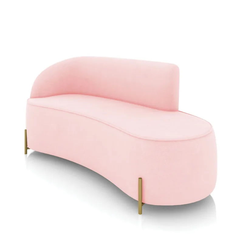 Sofá 3 Lugares Orgânico 180cm Pé Dourado Morgan Suede D03 - D'Rossi Rosa Bebê