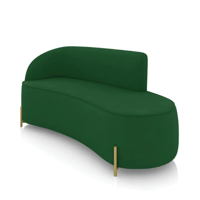 Sofá 3 Lugares Orgânico 180cm Pé Dourado Morgan Suede D03 - D'Rossi Verde