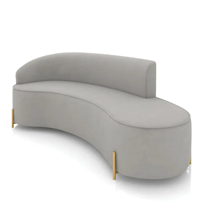Sofá 4 Lugares Orgânico 220cm Pé Dourado Morgan Suede D03 - D'Rossi Cinza