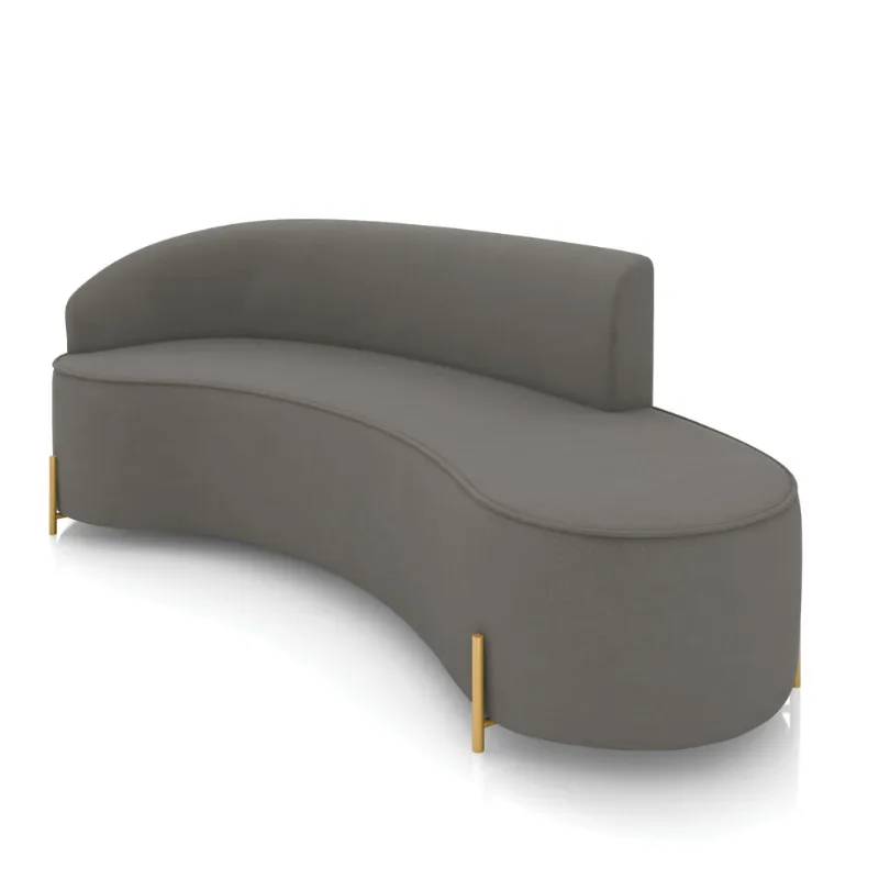 Sofá 4 Lugares Orgânico 220cm Pé Dourado Morgan Suede D03 - D'Rossi Grafite