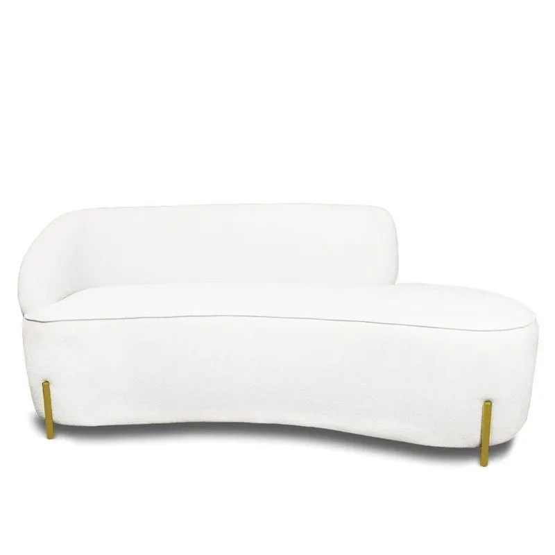 Sofá 3 Lugares Orgânico 180cm Pé Ferro Dou Morgan Bouclê L01 - D'rossi Cor Off White