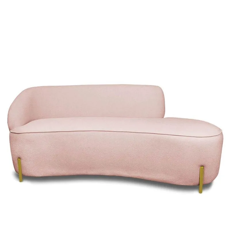 Sofá 3 Lugares Orgânico 180cm Pé Ferro Dou Morgan Bouclê L01 - D'rossi Cor Rose