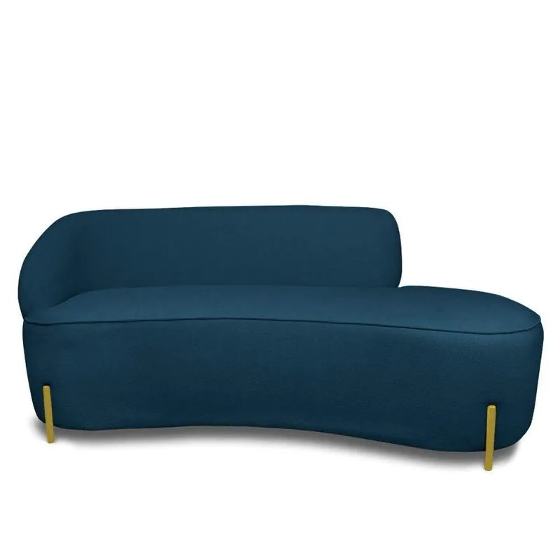 Sofá 4 Lugares Orgânico 220cm Pé Ferro Dou Morgan Bouclê L01 - D'rossi Cor Azul