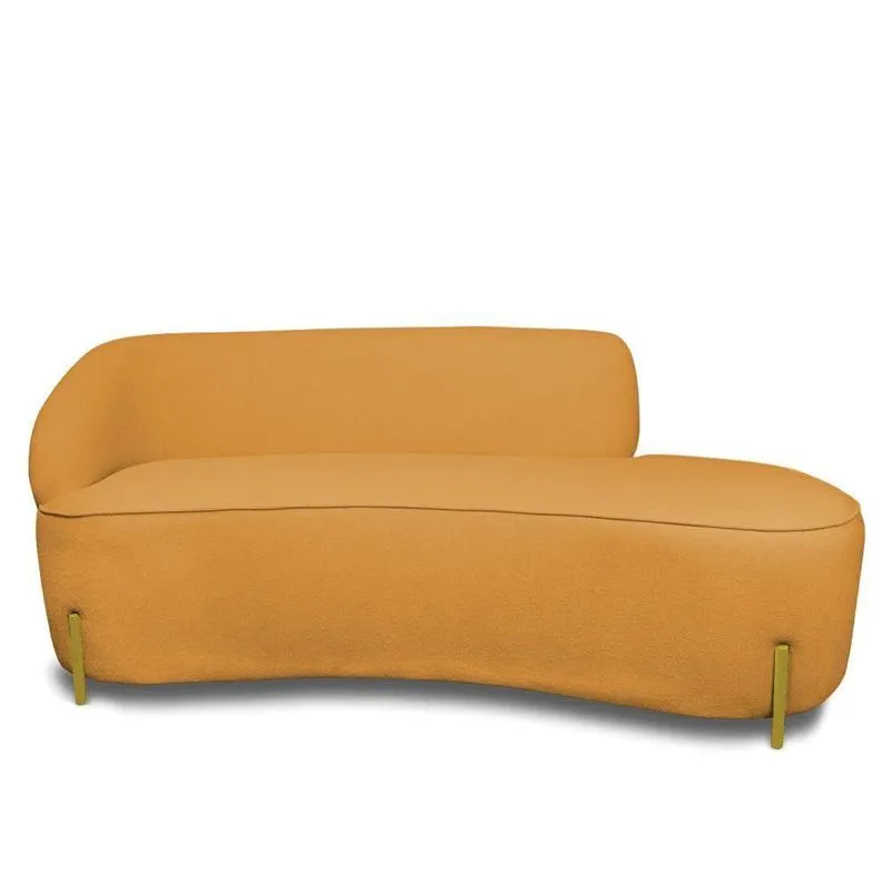 Sofá 4 Lugares Orgânico 220cm Pé Ferro Dou Morgan Bouclê L01 - D'rossi Cor Mostarda